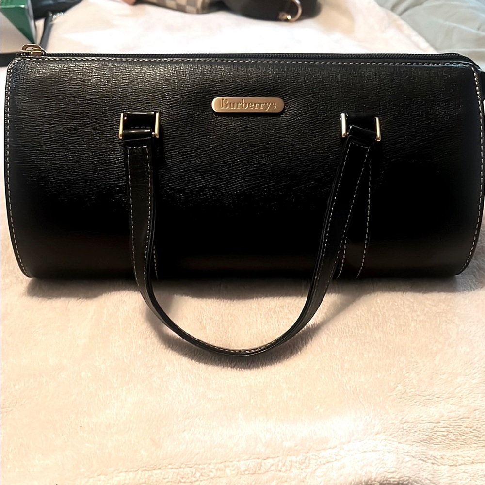 Burberry Black Leather Saffiano Shoulder Bag - Picture 1 of 7
